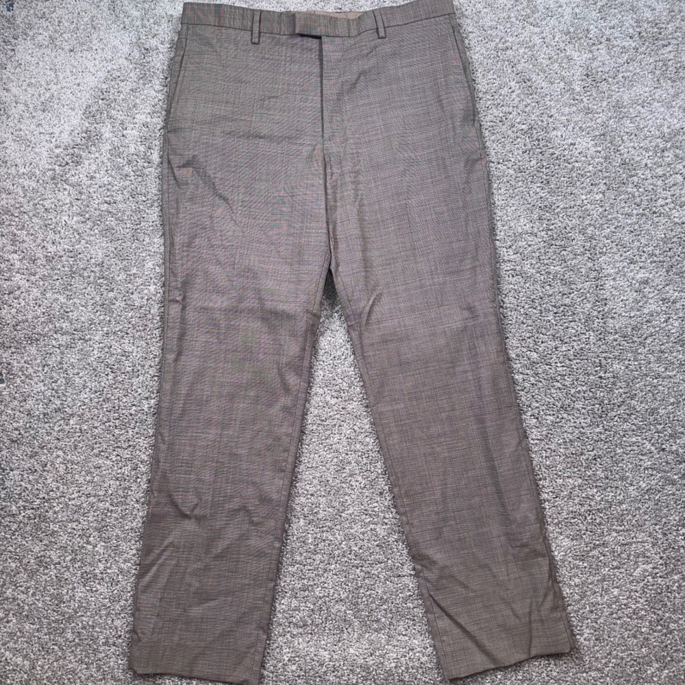 Banana Republic Slim Fit Pants Mens Stretch Wool Brown 35x32 Excellent